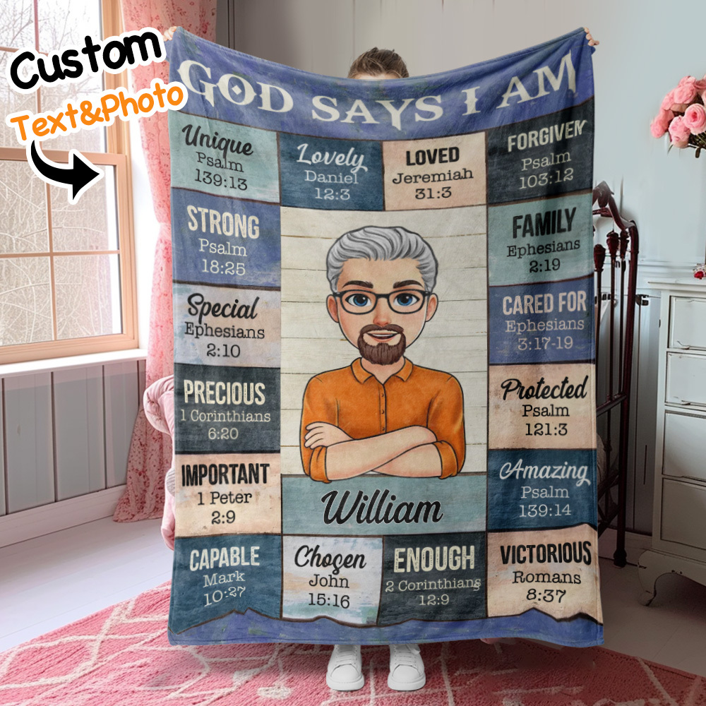 God Says I Am Personalized Blanket Meaningful Gift For Birthday - yourphotoblanketuk