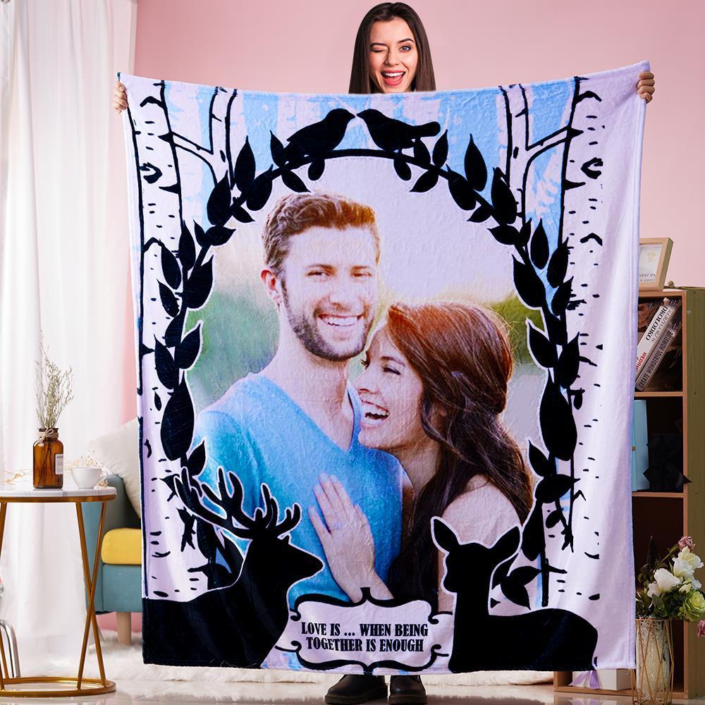 Custom Couple Photo Blanket Personalized Text Blankets Anniversary Gift