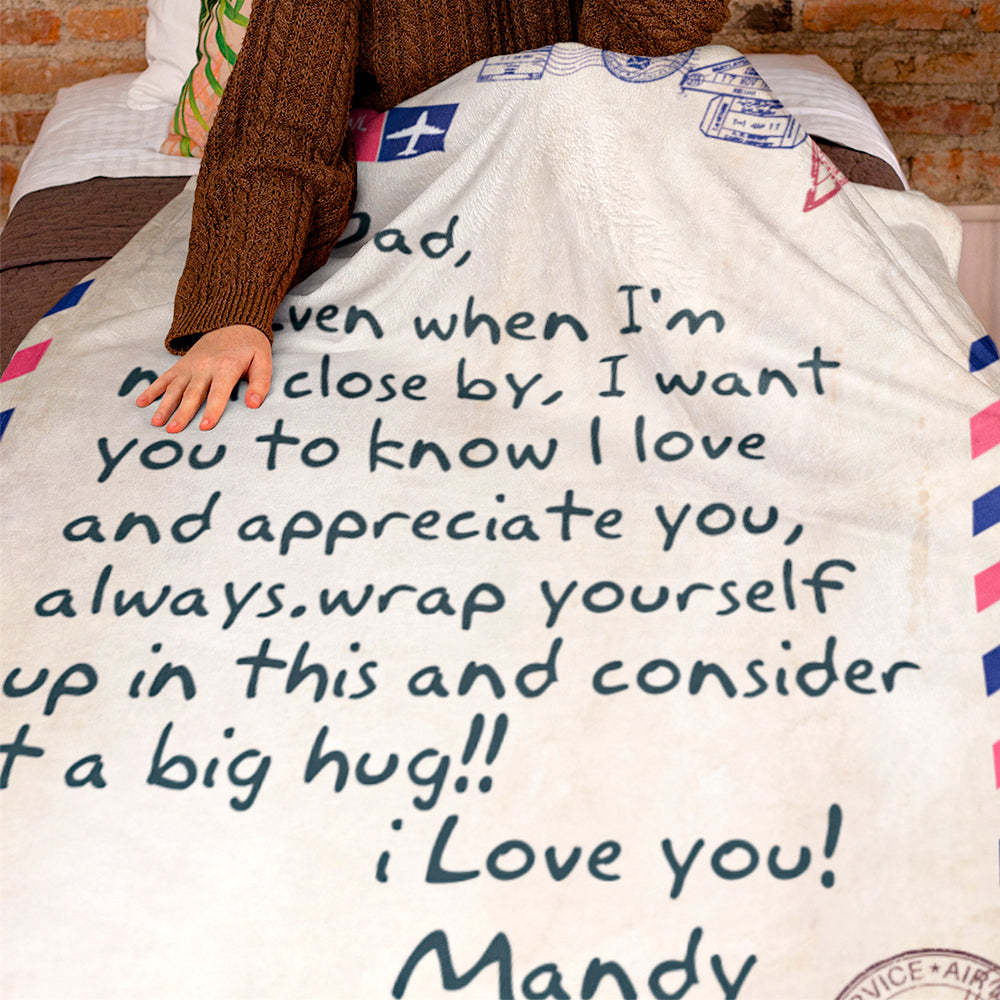 Father's Day Gifts Custom Blanket Personalized Name Blanket Air Mail Letter Blanket - Yourphotoblanket