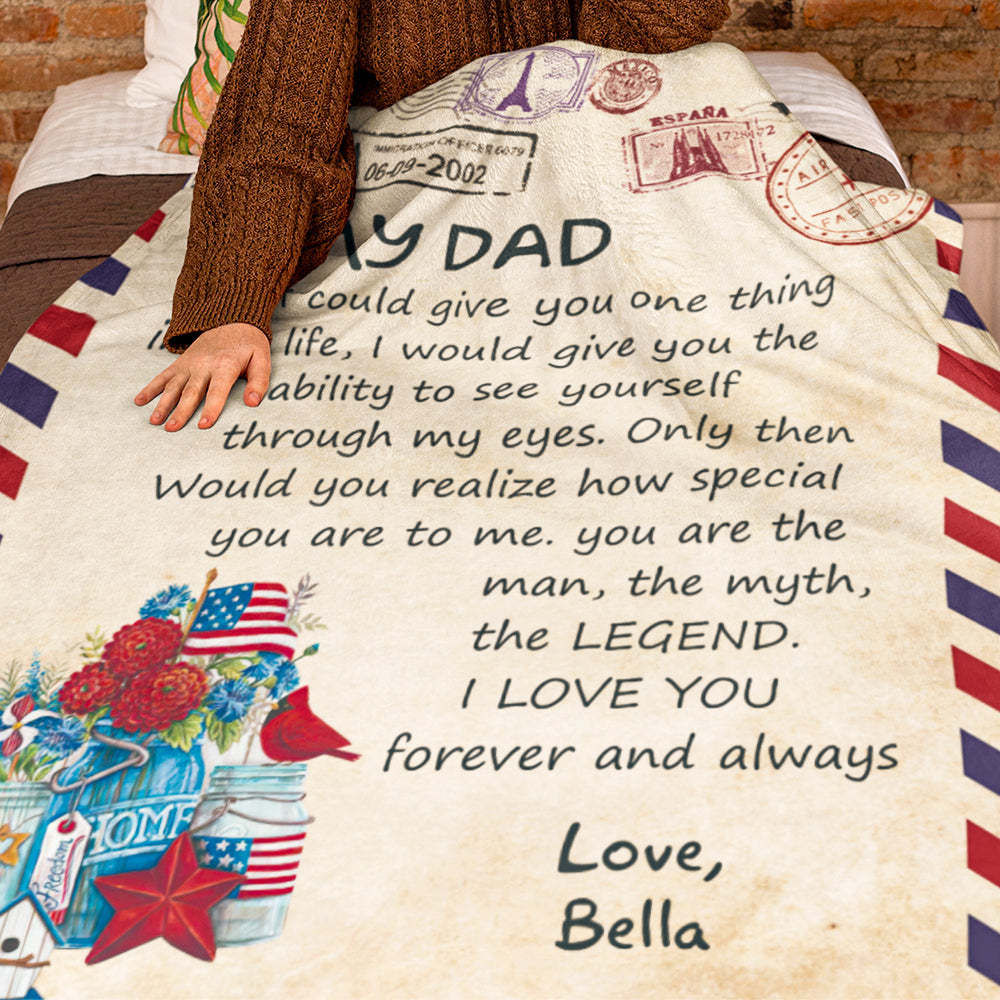 Father's Day Gifts Custom Blanket Letter to My Dad Personalized Name Blanket Air Mail Letter Blanket - Yourphotoblanket