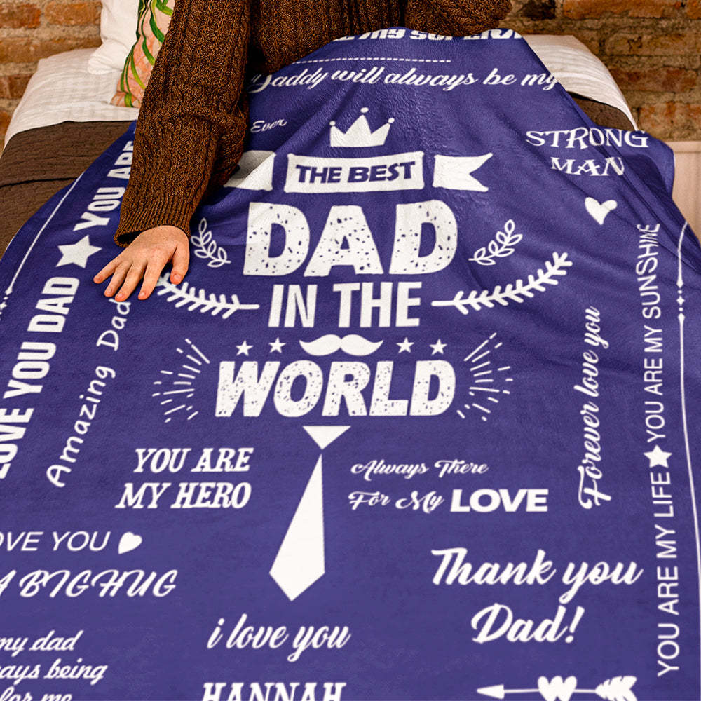 Father's Day Gifts Custom Blanket Best Dad in The World Personalized Name Blanket - Yourphotoblanket