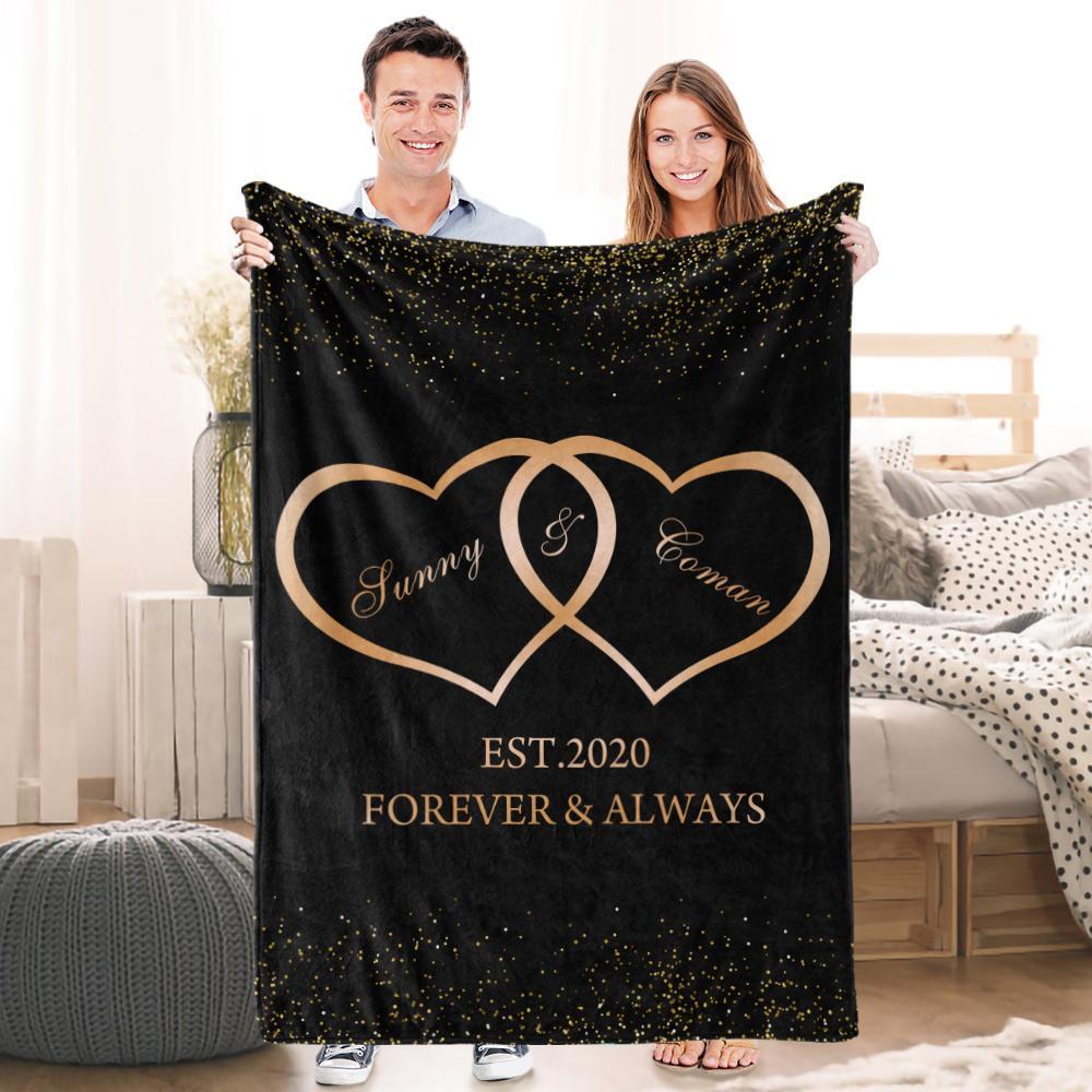 Personalized Fleece Name Love Forever Blanket Anniversary Creative Gift