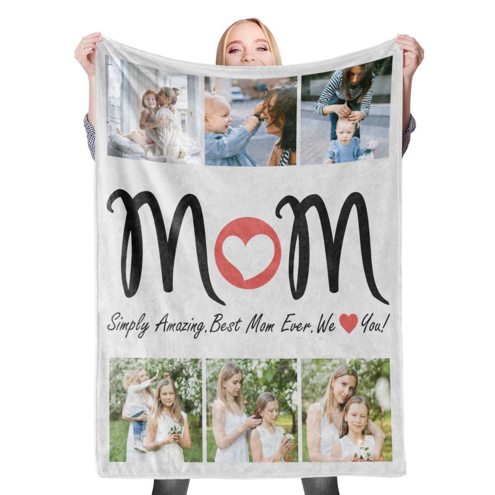 Custom Photo Collage Blanket Mother's Day Blanket Mom Blanket  Best Gift for MOM- 6 Photos