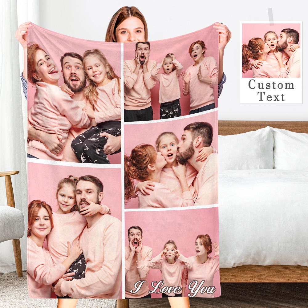 Personalized Photo Collage Blanket Soft Flannel Valentine's Gift for Her