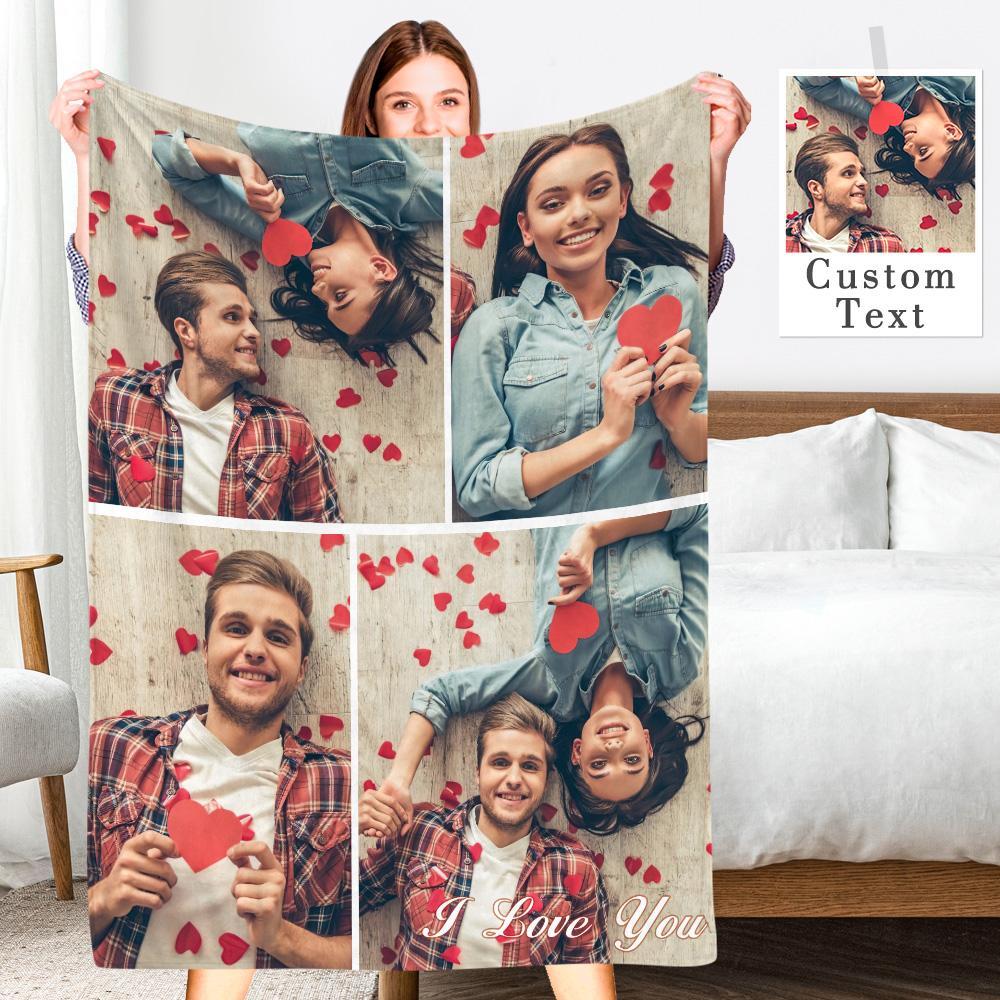 Personalized Photo Collage Blanket Soft Flannel Valentine's Gift for Her - Yourphotoblanket