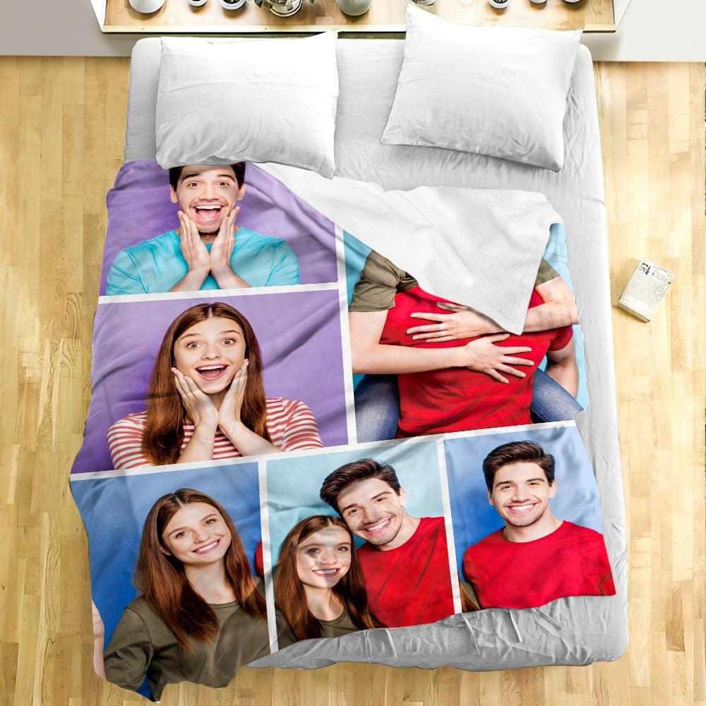 Personalized Photo Collage Blanket Soft Flannel Valentine's Gift for Her - Yourphotoblanket