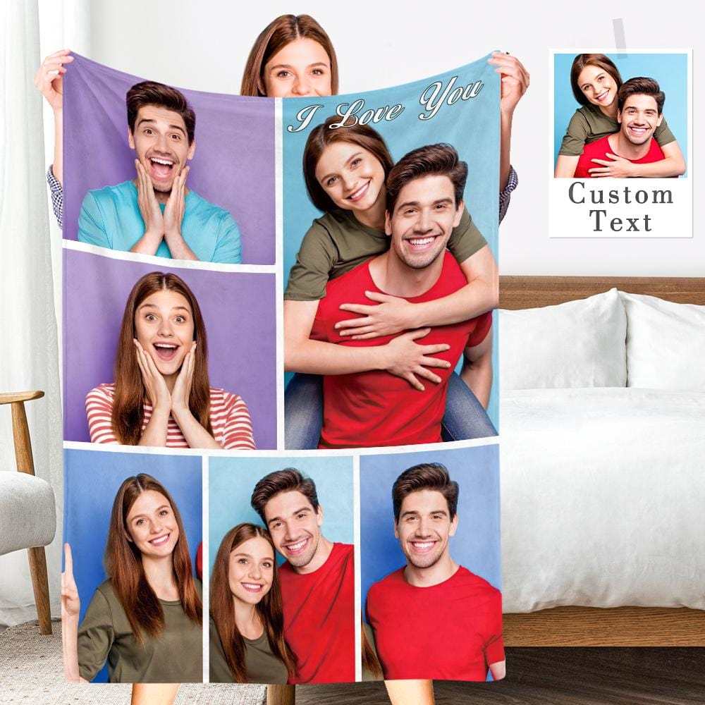 Personalized Photo Collage Blanket Soft Flannel Valentine's Gift for Her - Yourphotoblanket