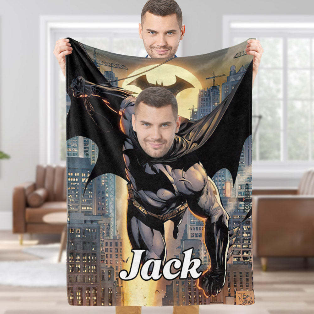 Custom Face Blanket Personalized Photo and Text Invincible Muscle Batman Blanket Minime Blanket Best Gift For Him - Yourphotoblanket