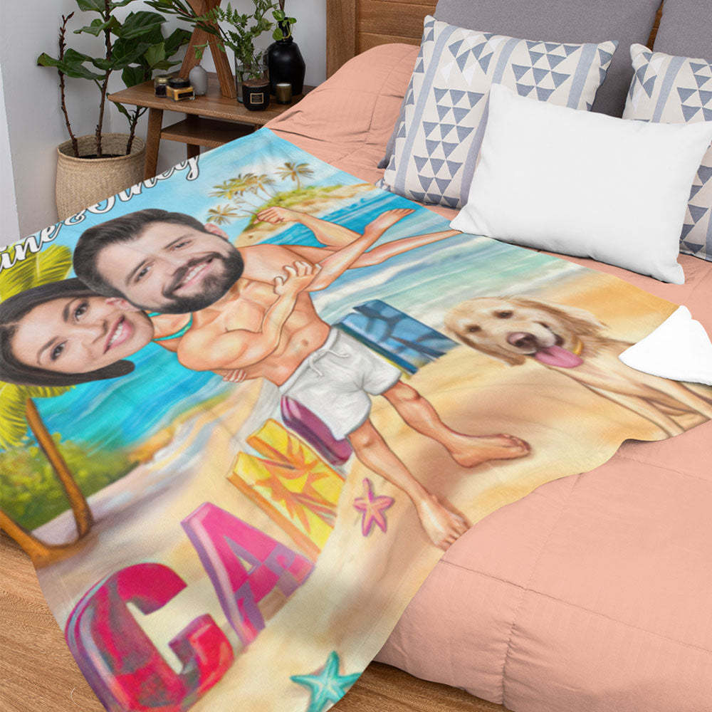 Custom Photo Blanket Personalized Face Blanket Customized Couple Blanket Valentine's Day Gifts - Yourphotoblanket