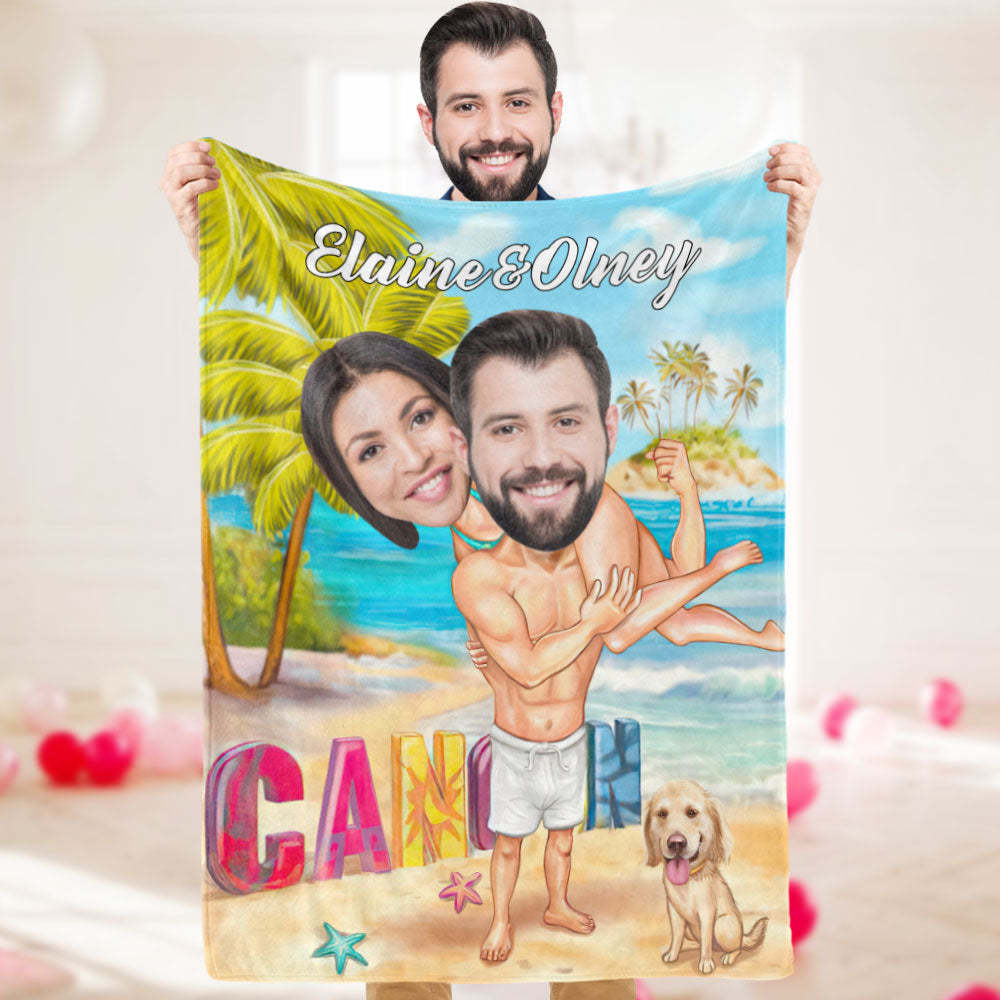 Custom Photo Blanket Personalized Face Blanket Customized Couple Blanket Valentine's Day Gifts - Yourphotoblanket