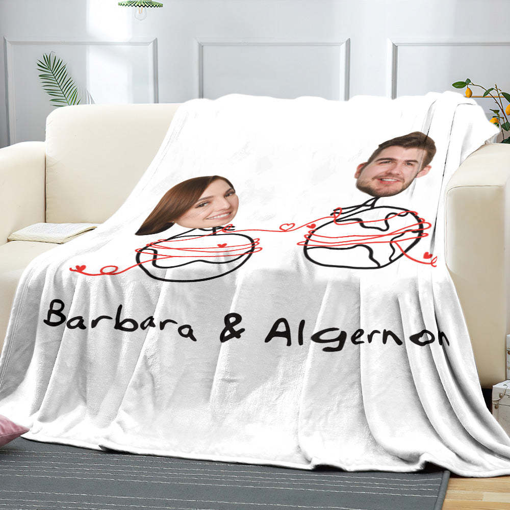 Custom Matchmaker Face Blanket Personalized Couple Photo and Text Blanket Valentine's Day Gift - Yourphotoblanket
