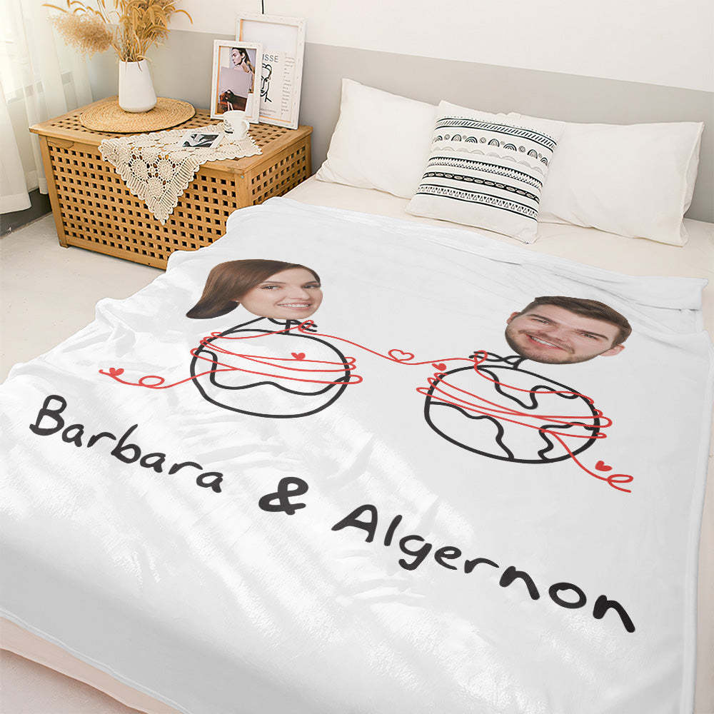 Custom Matchmaker Face Blanket Personalized Couple Photo and Text Blanket Valentine's Day Gift - Yourphotoblanket