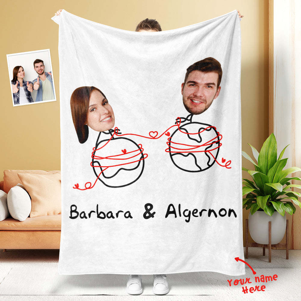 Custom Matchmaker Face Blanket Personalized Couple Photo and Text Blanket Valentine's Day Gift - Yourphotoblanket