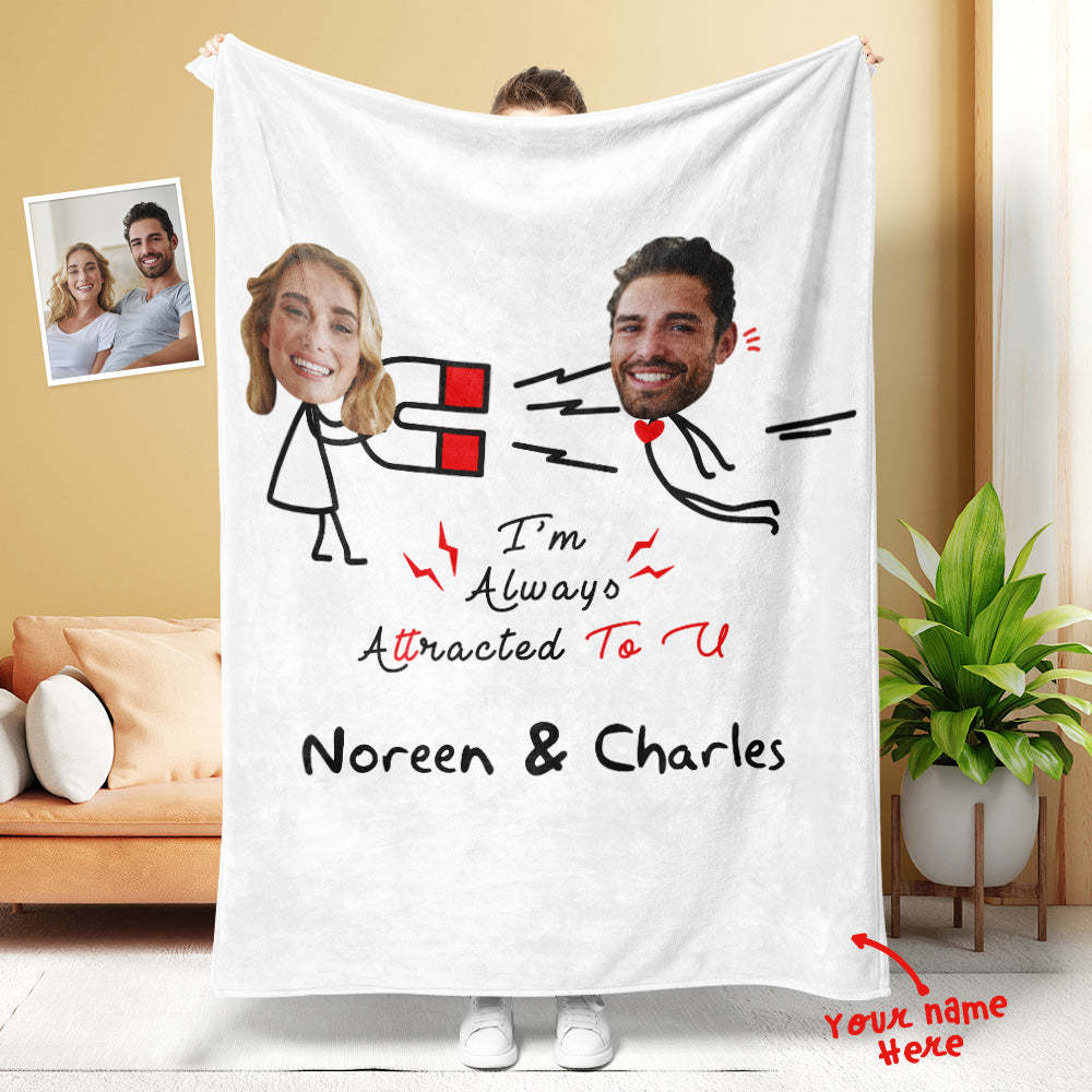 Custom Matchmaker Face Blanket Iron Absorbers Personalized Couple Photo and Text Blanket Valentine's Day Gift - Yourphotoblanket