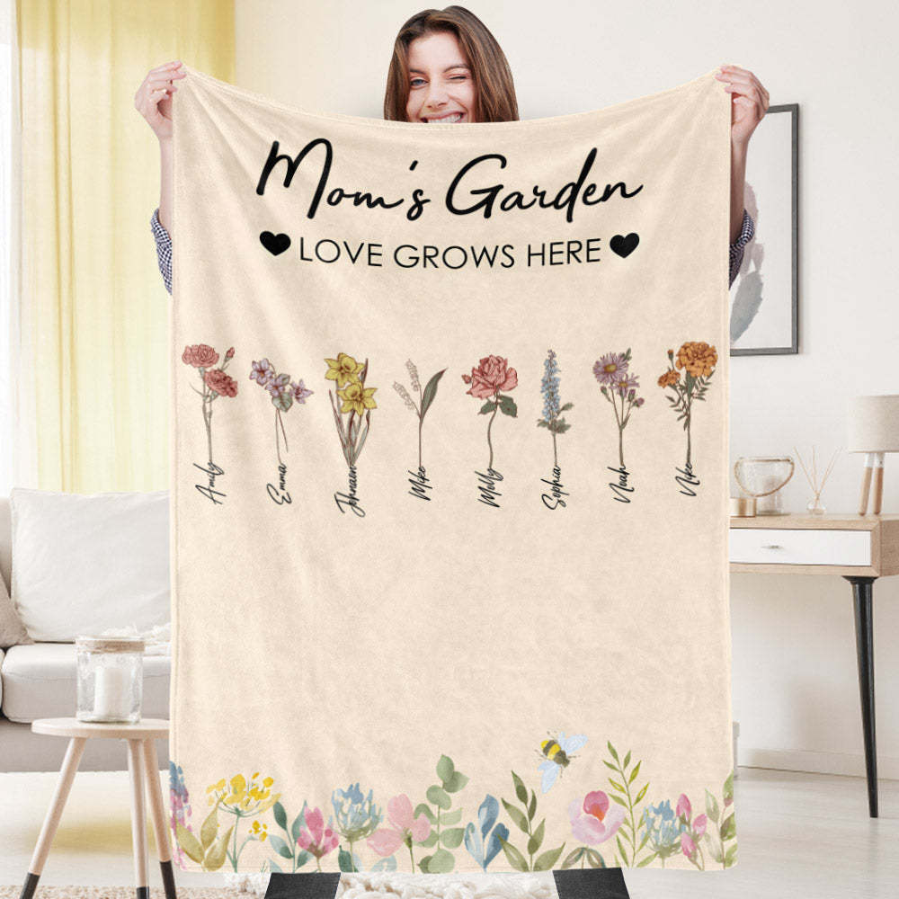 Custom Birthday Flower Blanket Personalized Name Blanket Unique Gift - Yourphotoblanket