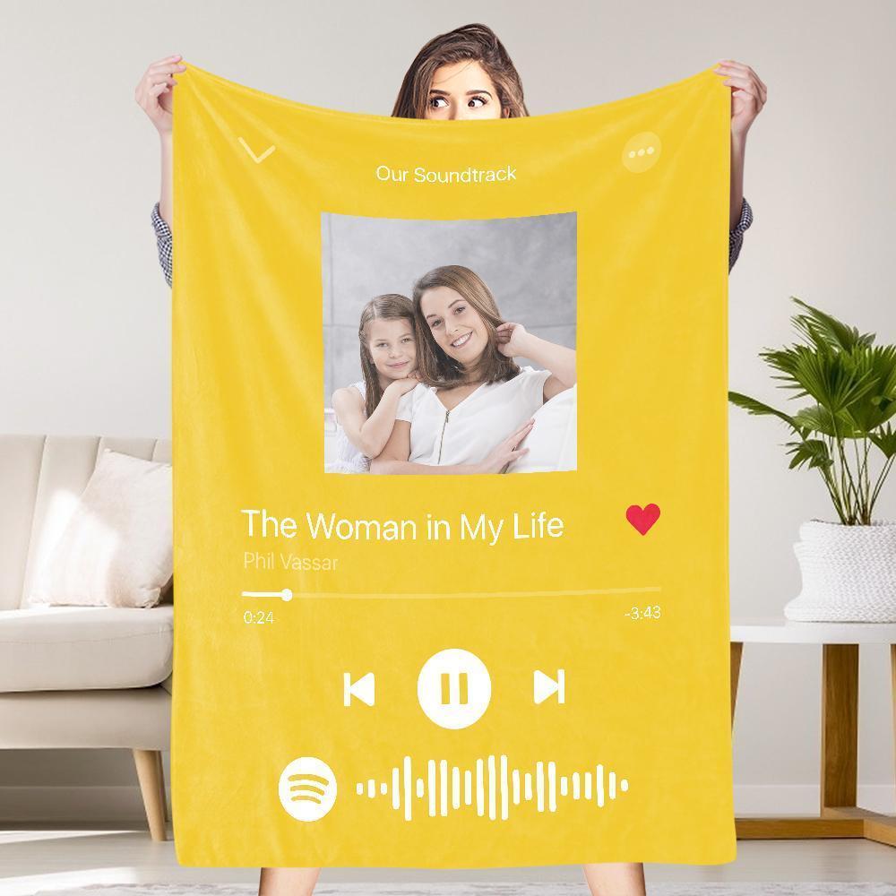 Scannable Spotify Music Code Blanket Custom Photo Personalized Photo Blanket Yellow