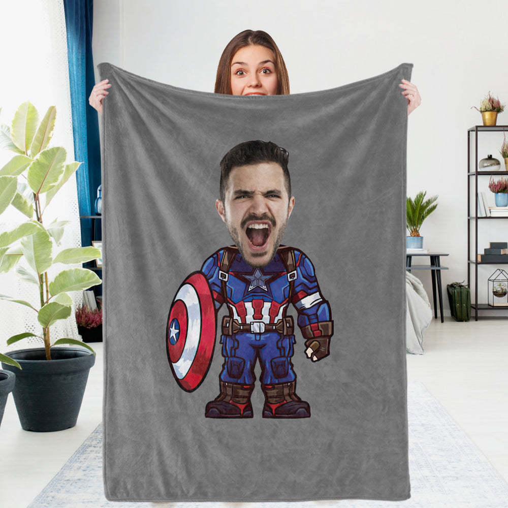 Custom Photo Blanket Custom Capitain America Gifts Personalized Photo Gifts Unique Customized Gifts