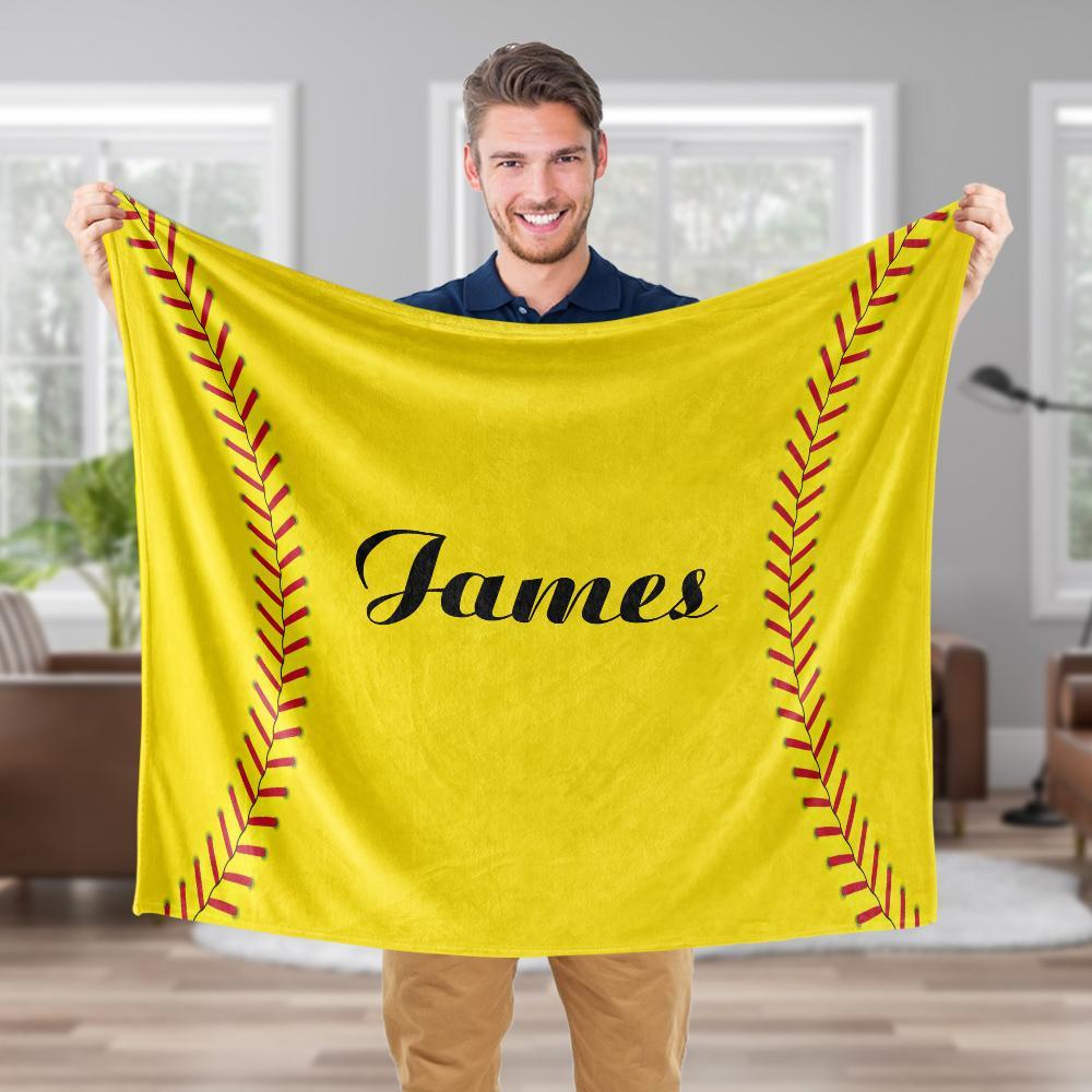 Custom Blanket Personalized Your Name Text Softball Blanket Unique Present for Friends Particular Present for Friends