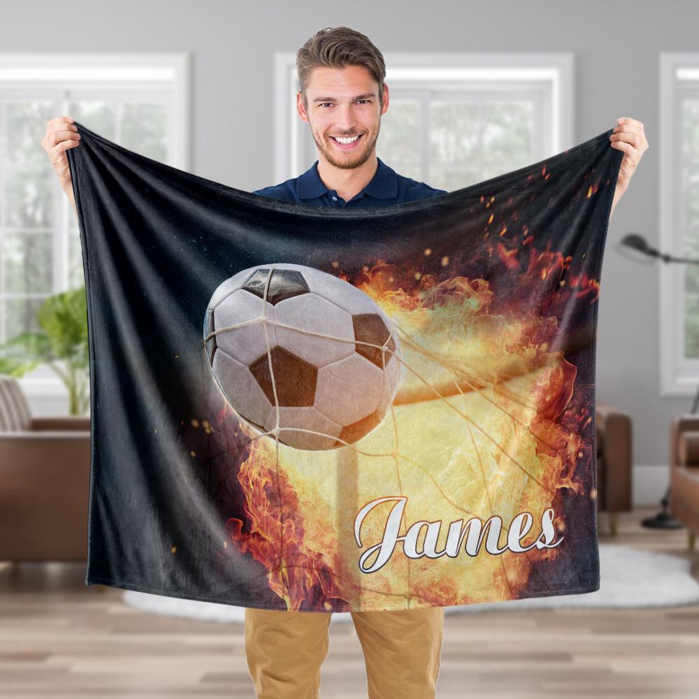 Custom Blanket Personalized Text Soccer Blanket Unique Gifts for Football Fans Particular Present for Friends