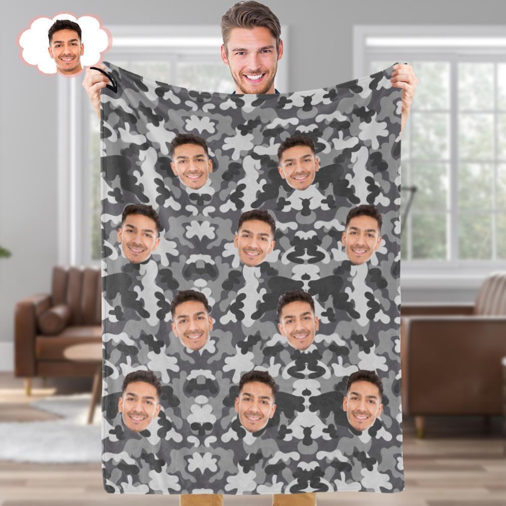 Personalized Blanket Custom Funny Cozy Plush Keepsake Photo Camouflage Blankets Unique Gifts for Lover - Dark Grey