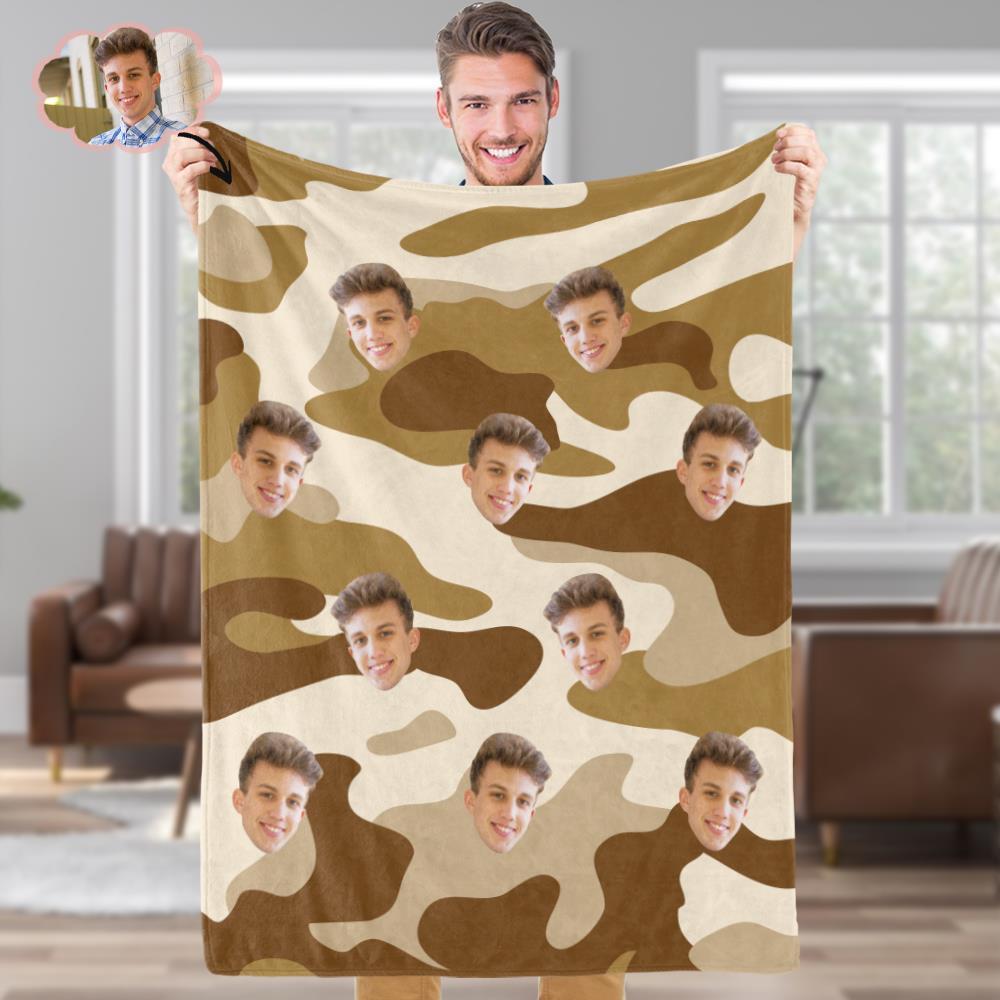 Custom Fleece Blanket Personalised Photo Blanket Camouflage Unique Gift for Friends Particular Present for Families