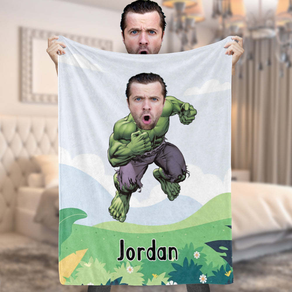 Custom My Face Blanket Personalized Photo and Text Blanket Minime Hulk Blanket A Unique Cool Gift - Yourphotoblanket