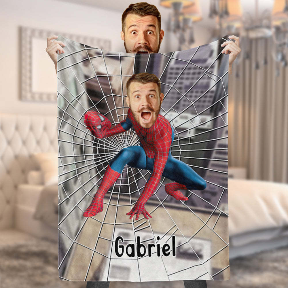 Custom My Face Blanket Personalized Photo and Text Blanket Minime Spiderman Blanket Best Gift For Him - Yourphotoblanket