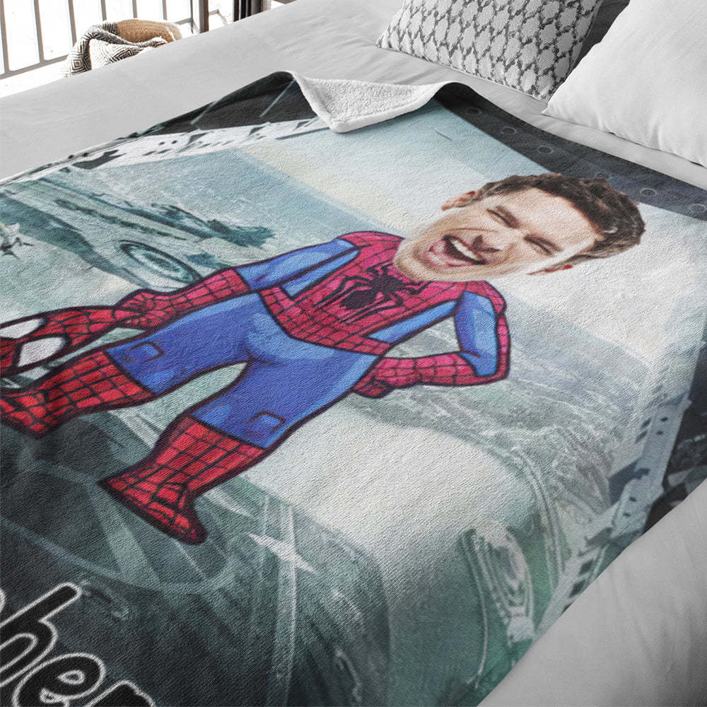 Custom Face Photo Blanket Personalized Photo and Text Blanket Spiderman Minime Blanket Best Gift - Yourphotoblanket