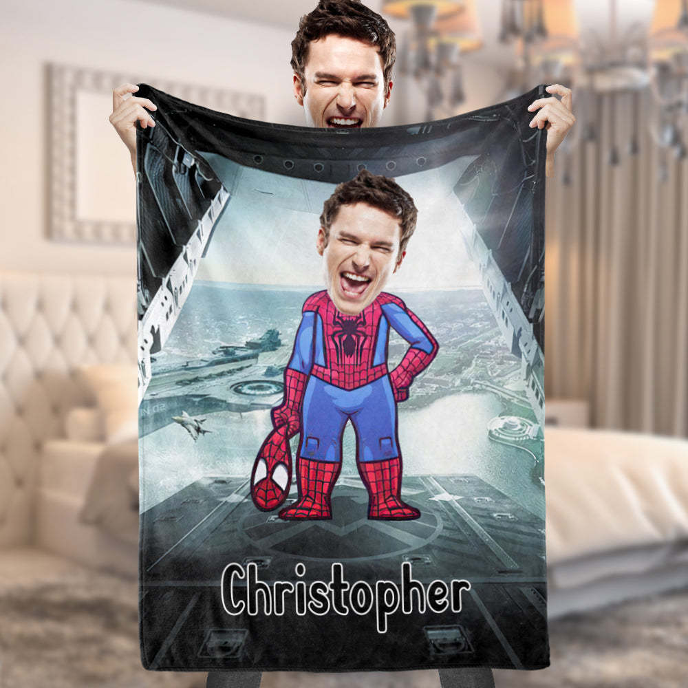 Custom Face Photo Blanket Personalized Photo and Text Blanket Spiderman Minime Blanket Best Gift - Yourphotoblanket