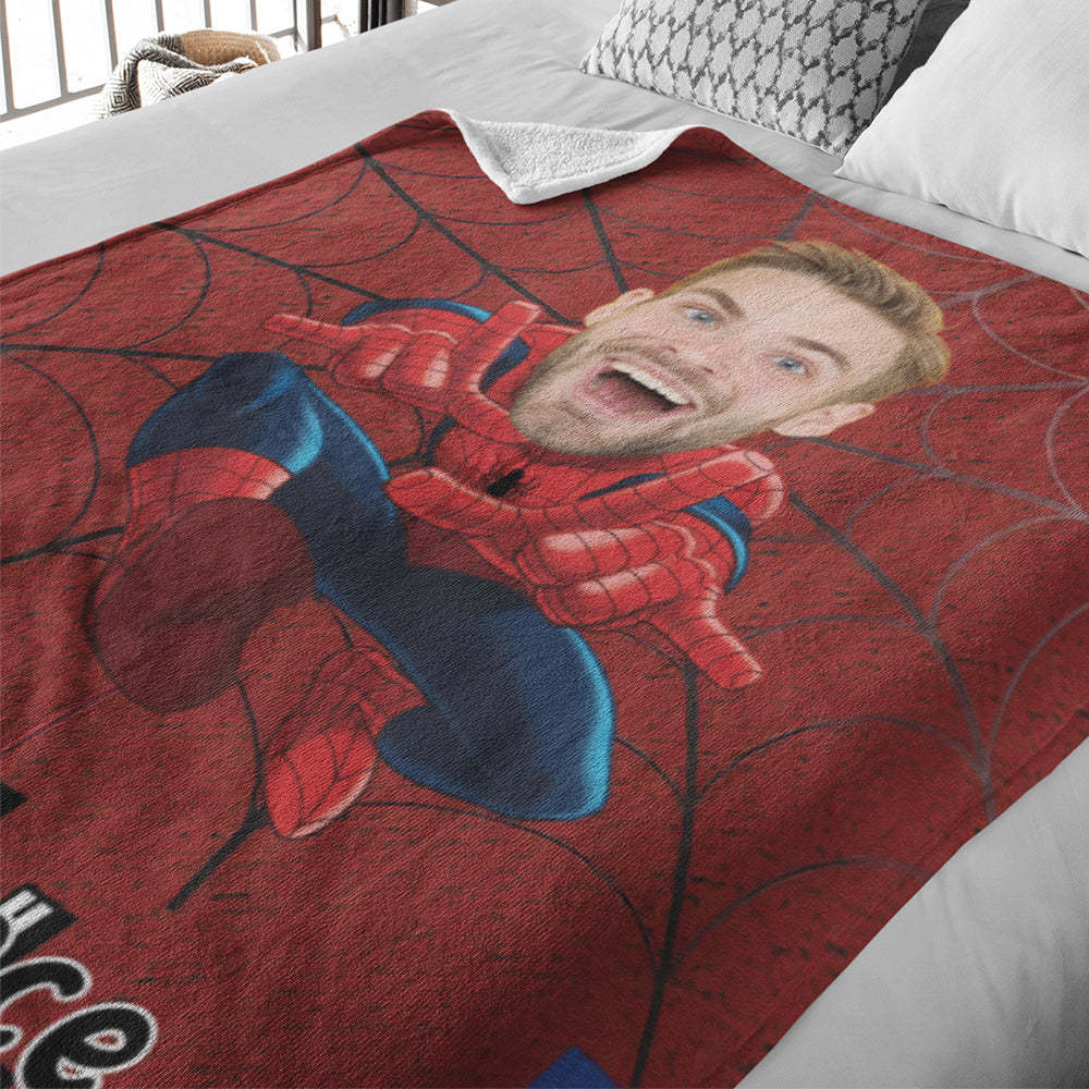 Custom Face Photo Blanket Personalized Photo and Text Blanket Minime Spiderman Blanket A Unique Cool Gift - Yourphotoblanket