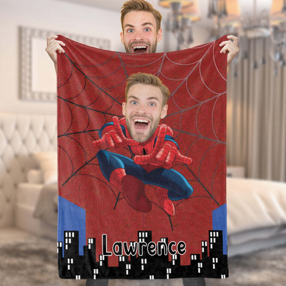 Custom Face Photo Blanket Personalized Photo and Text Blanket Minime Spiderman Blanket A Unique Cool Gift - Yourphotoblanket