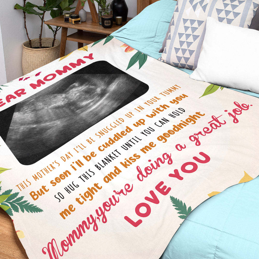 Custom Photo Blanket Personalized Ultrasound Blanket Gift for New Mom