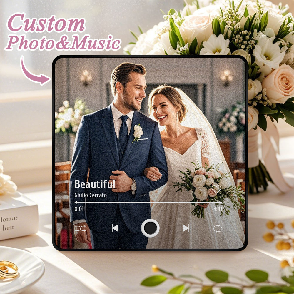 Personalized Photo Album Fridge Magnet Music Wall Photo Sticker Music Movement That Can Be Played Without Cell Phone Gift for Couples - yourphotoblanketuk