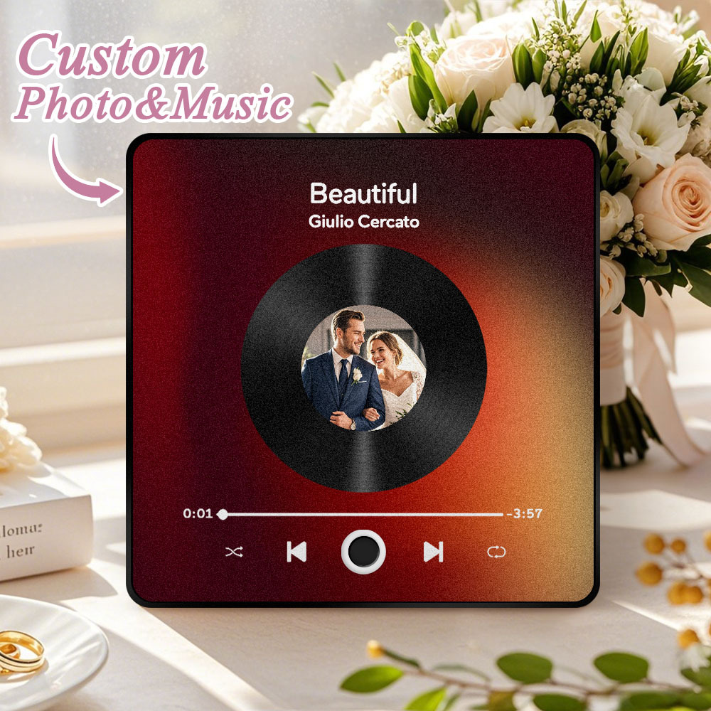Custom Album Fridge Magnet Personalized Music Fridge Magnet Can Play Songs and Adjust Volume for Couples Gift for Christmas - yourphotoblanketuk