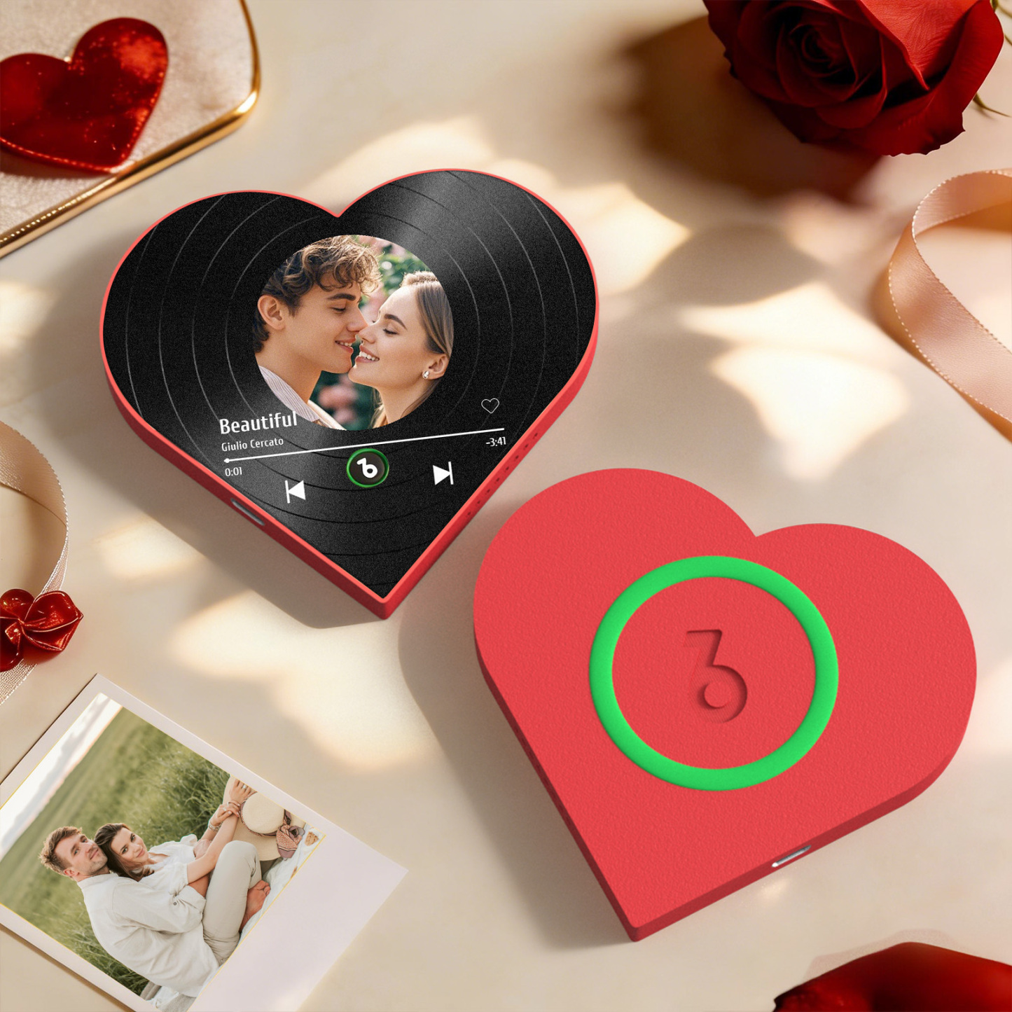 Custom Heart-Shaped Music Photo Fridge Magnet Romantic Gift for Couples Valentine's Day Gifts - yourphotoblanketuk