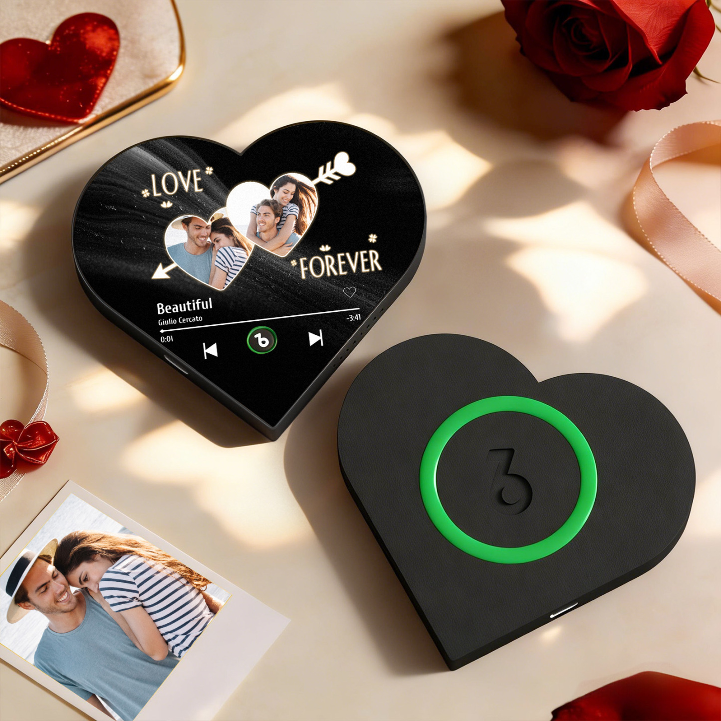 Custom Heart-Shaped Music Photo Fridge Magnet Romantic Gift for Couples Valentine's Day Gifts - yourphotoblanketuk
