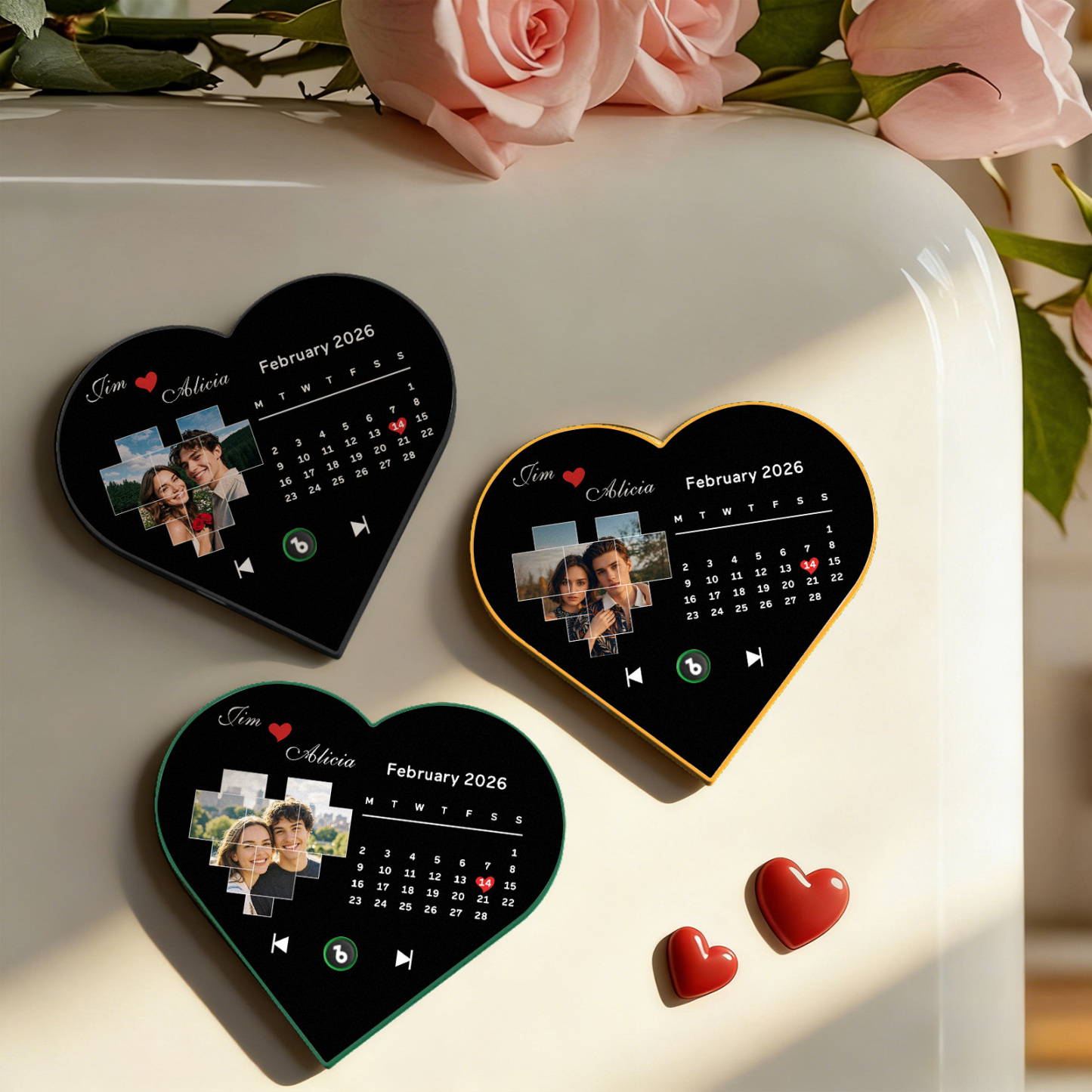 Custom Heart-Shaped Music Photo Fridge Magnet Romantic Gift for Couples Valentine's Day Gifts - yourphotoblanketuk