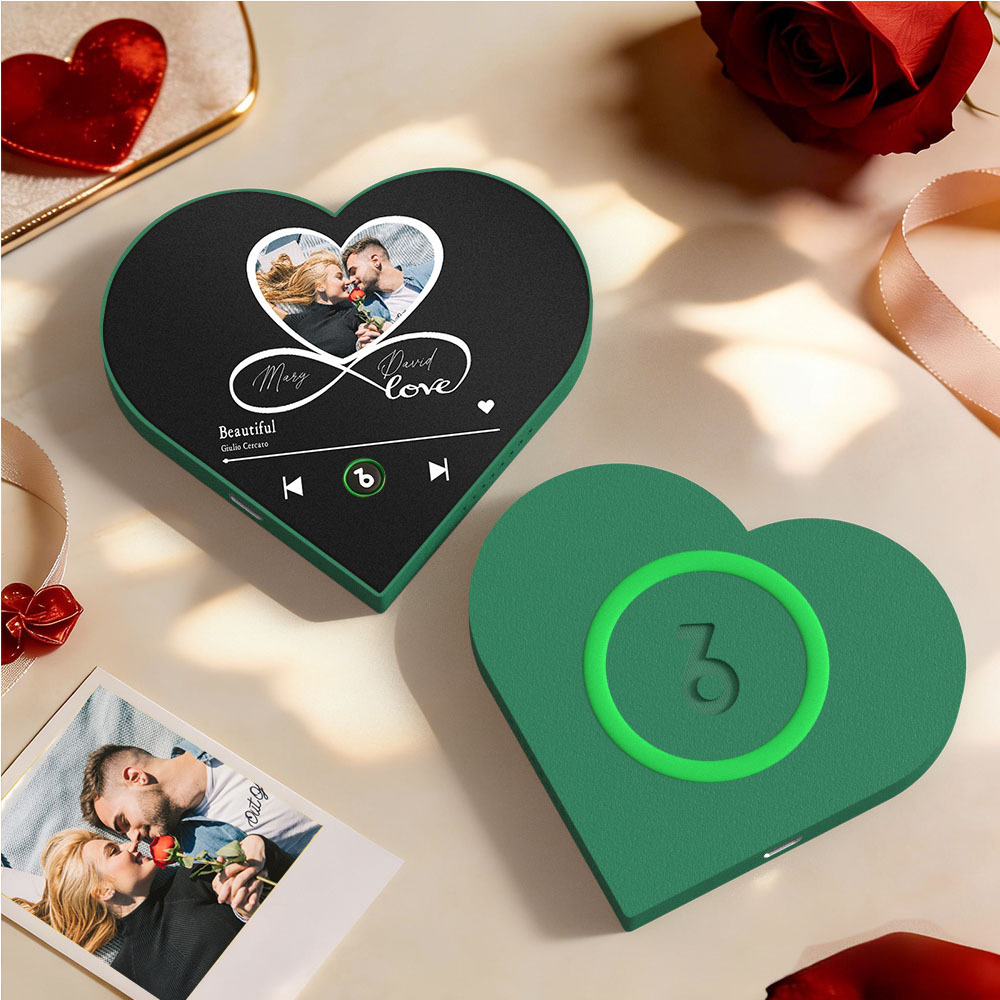 Custom Heart-Shaped Music Photo Fridge Magnet Romantic Gift for Couples Valentine's Day Gifts - yourphotoblanketuk