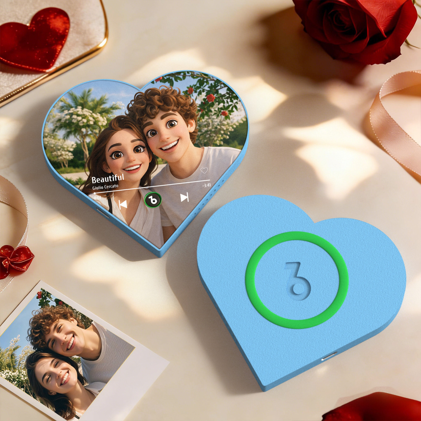Custom Heart-Shaped Music Photo Fridge Magnet Romantic Gift for Couples Valentine's Day Gifts - yourphotoblanketuk