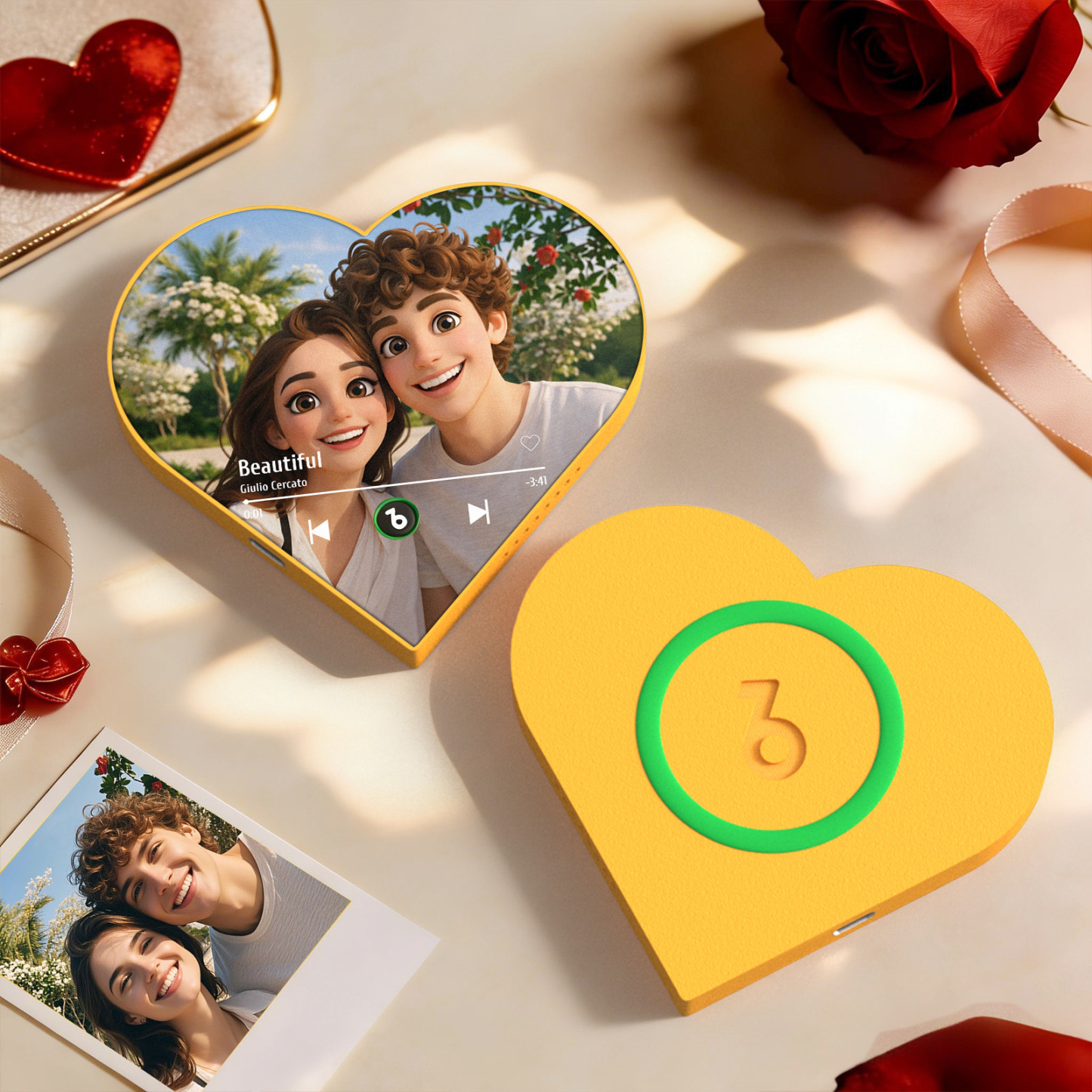 Custom Heart-Shaped Music Photo Fridge Magnet Romantic Gift for Couples Valentine's Day Gifts - yourphotoblanketuk