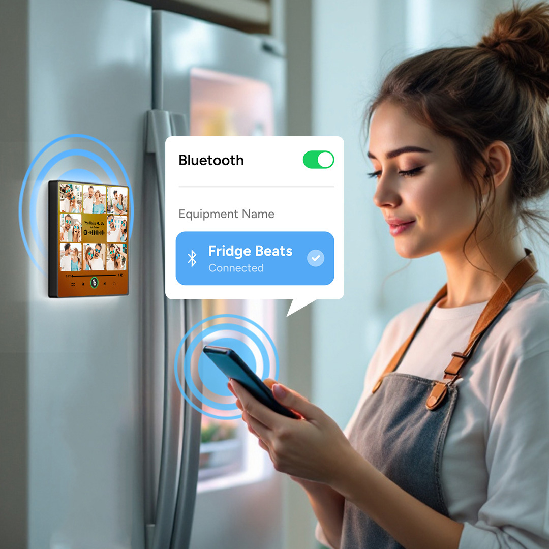 Personalized Music Fridge Magnet Can Plays Song FridgeBeats Pro Supports Bluetooth Connectivity Upgrade Photo Colorful Album Fridge Magnet 9 Photos Gifts for Valentine's Day - yourphotoblanketuk