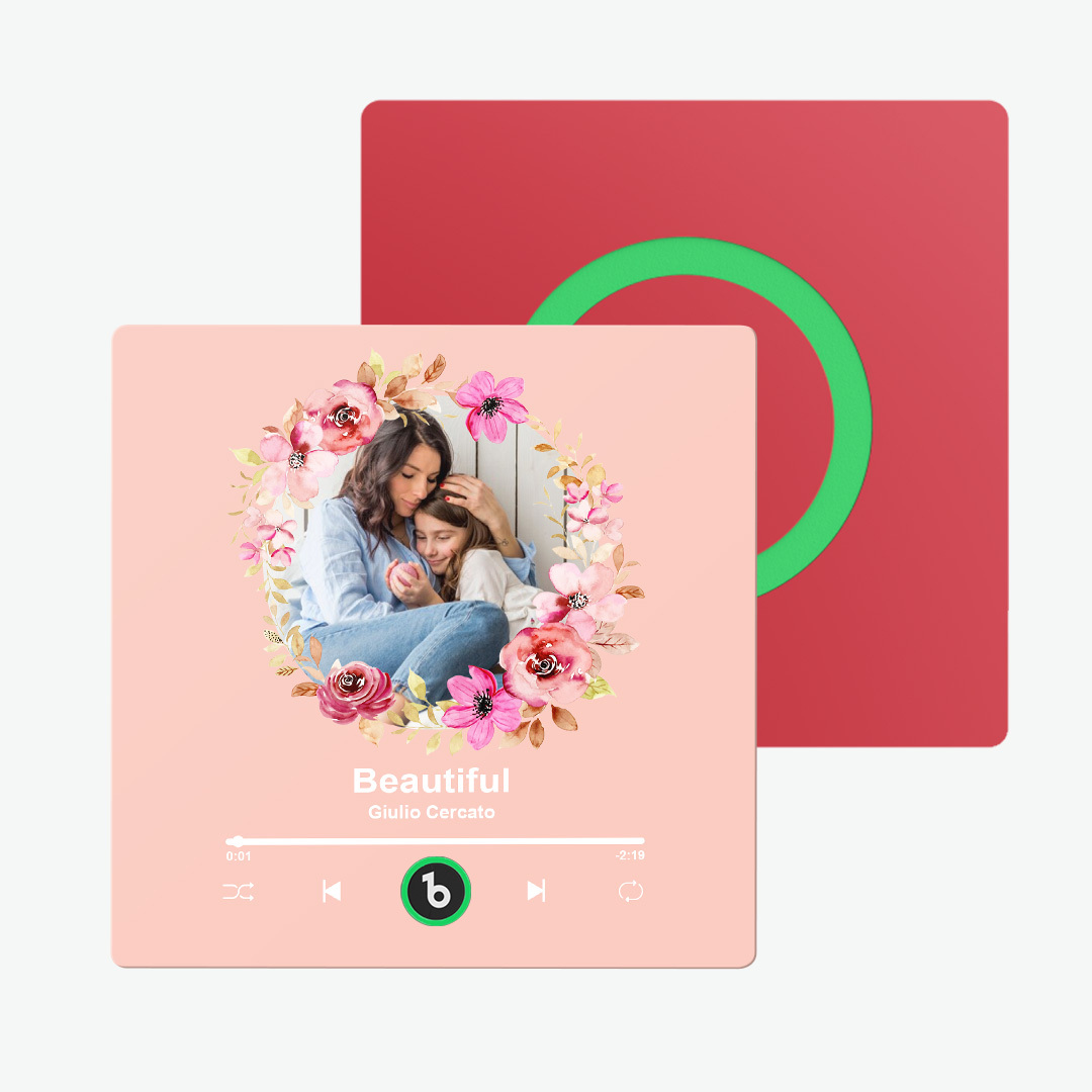 Custom Album Music Magnets for Refrigerator Personalized Memory Photo Magnets Can Play Song Pink Flowers Pictures Magnets Birthday Song Magnet for Mother Grandma - yourphotoblanketuk