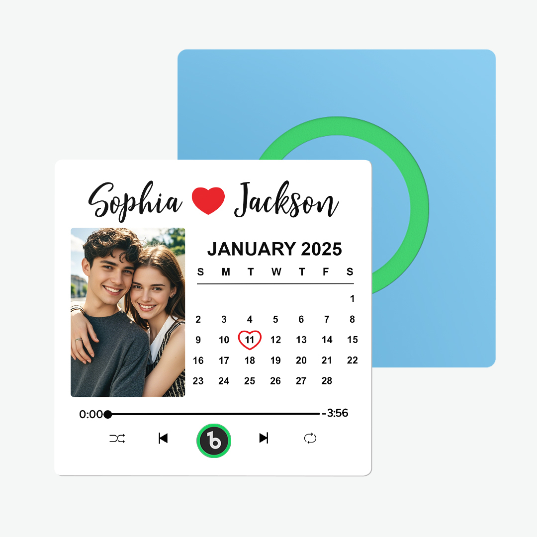 Upgrade Colorful Album Fridge Magnet Custom Memory Date & Photo Personalized Wedding Song Fridge Magnets Can Play Music Custom Calendar Fridge Magnets Anniversary Valentine's Day Gifts for Couples - yourphotoblanketuk