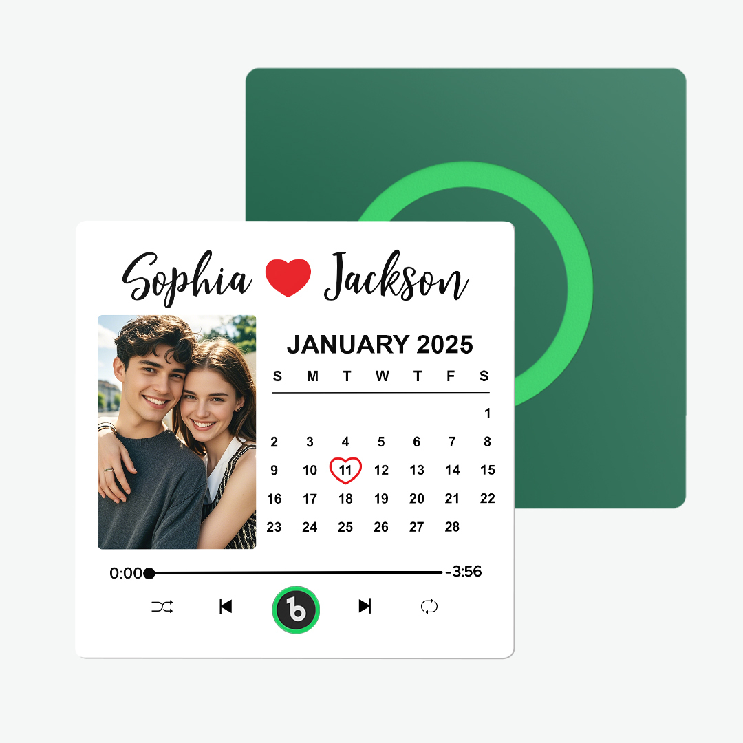 Upgrade Colorful Album Fridge Magnet Custom Memory Date & Photo Personalized Wedding Song Fridge Magnets Can Play Music Custom Calendar Fridge Magnets Anniversary Valentine's Day Gifts for Couples - yourphotoblanketuk