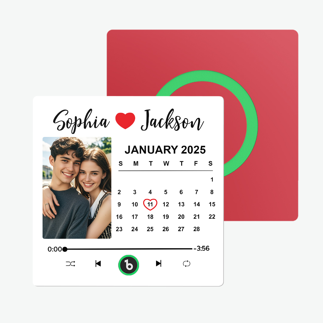 Upgrade Colorful Album Fridge Magnet Custom Memory Date & Photo Personalized Wedding Song Fridge Magnets Can Play Music Custom Calendar Fridge Magnets Anniversary Valentine's Day Gifts for Couples - yourphotoblanketuk