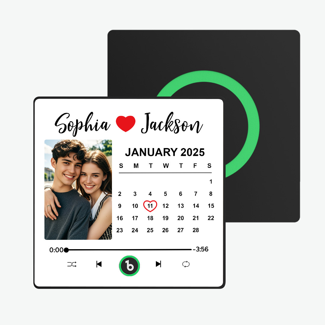 Upgrade Colorful Album Fridge Magnet Custom Memory Date & Photo Personalized Wedding Song Fridge Magnets Can Play Music Custom Calendar Fridge Magnets Anniversary Valentine's Day Gifts for Couples - yourphotoblanketuk