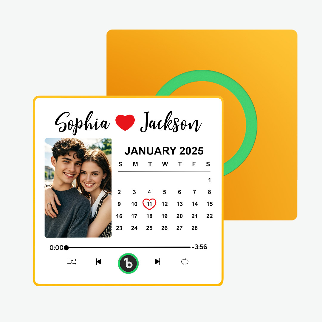 Upgrade Colorful Album Fridge Magnet Custom Memory Date & Photo Personalized Wedding Song Fridge Magnets Can Play Music Custom Calendar Fridge Magnets Anniversary Valentine's Day Gifts for Couples - yourphotoblanketuk