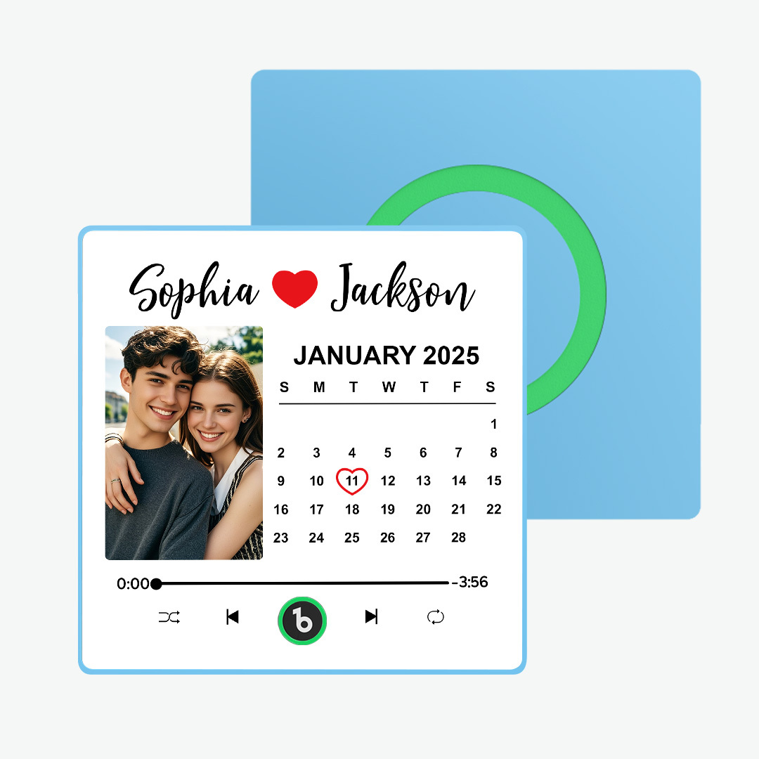 Upgrade Colorful Album Fridge Magnet Custom Memory Date & Photo Personalized Wedding Song Fridge Magnets Can Play Music Custom Calendar Fridge Magnets Anniversary Valentine's Day Gifts for Couples - yourphotoblanketuk