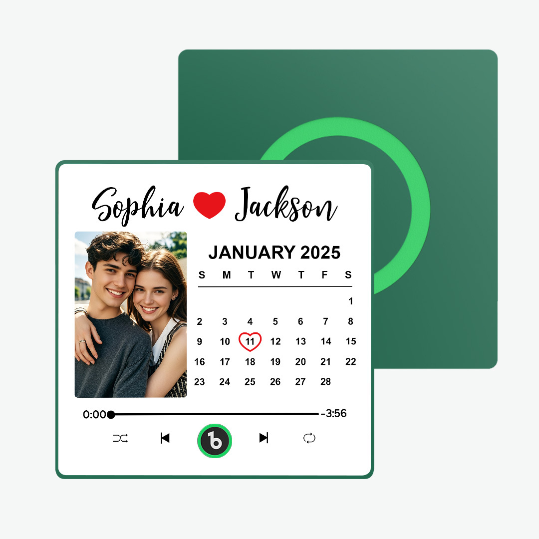Upgrade Colorful Album Fridge Magnet Custom Memory Date & Photo Personalized Wedding Song Fridge Magnets Can Play Music Custom Calendar Fridge Magnets Anniversary Valentine's Day Gifts for Couples - yourphotoblanketuk