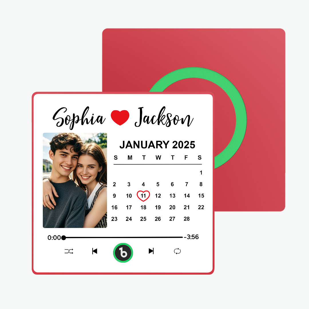 Upgrade Colorful Album Fridge Magnet Custom Memory Date & Photo Personalized Wedding Song Fridge Magnets Can Play Music Custom Calendar Fridge Magnets Anniversary Valentine's Day Gifts for Couples - yourphotoblanketuk